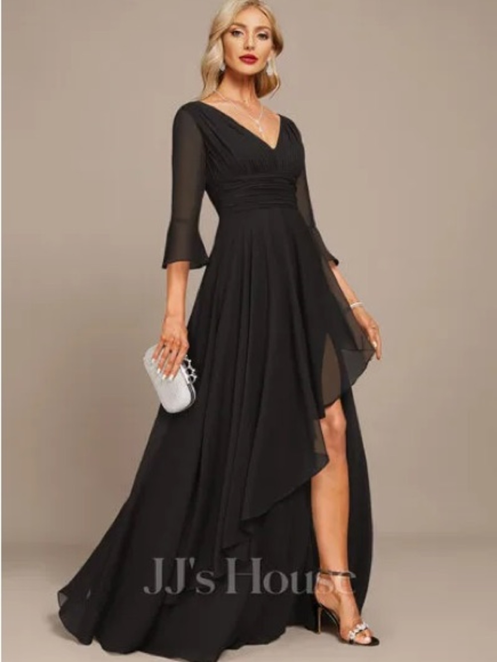 JJ's House
Katrine Black A-line V-Neck Chiffon Dress #290351